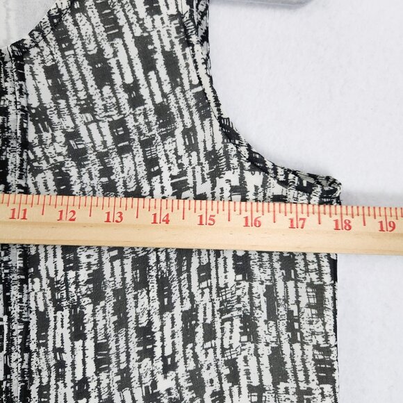 J Jill Dress Women Small Black White Pleated Sleeveless Knee Length Shift Casual - Picture 5 of 13